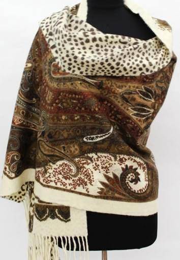 La Fiorentina Reversible Wool Wrap-Brown