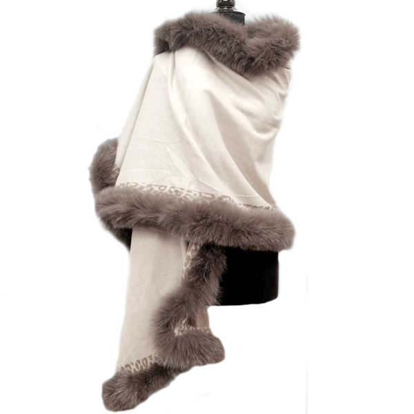 La Fiorentina Reversible Wrap With Fox Fur Trim