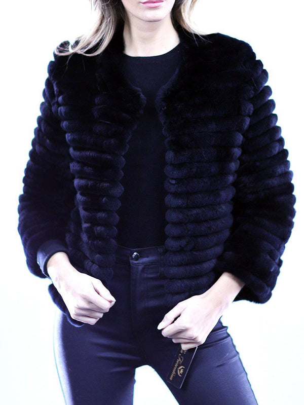 La Fiorentina Rex Rabbit Fur Coat - Black