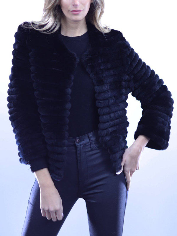 La Fiorentina Rex Rabbit Fur Coat - Black