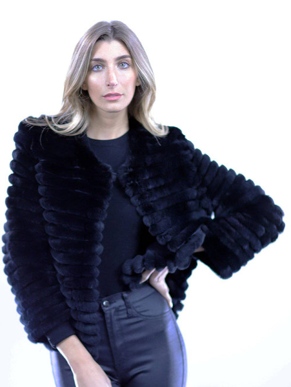 La Fiorentina Rex Rabbit Fur Coat - Black