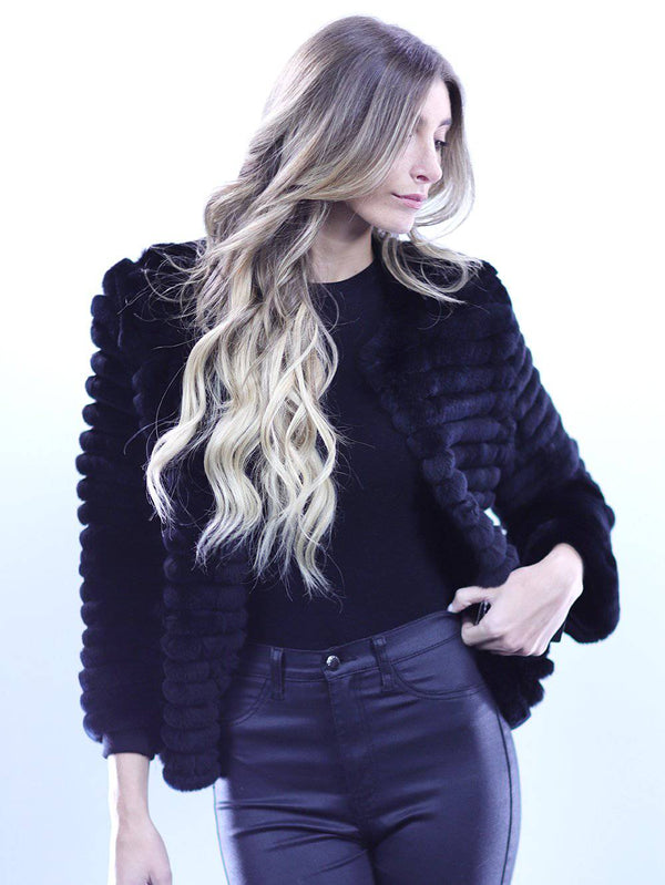 la fiorentina Rex Rabbit Fur Coat - Black