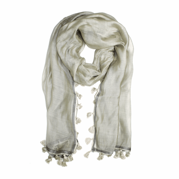 la fiorentina Scarf w/ Pom Poms-Light Green