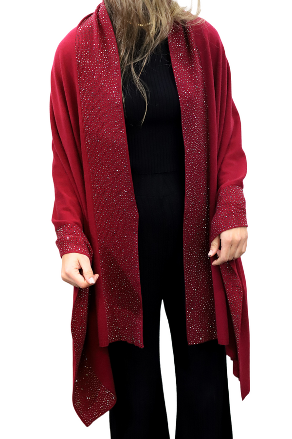 La Fiorentina Scarf With Embellished Trim - Burgundy