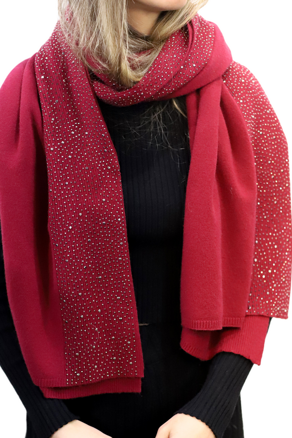 La Fiorentina Scarf With Embellished Trim - Burgundy