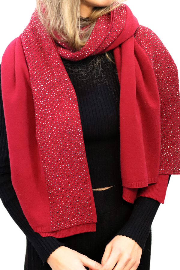 la fiorentina Scarf With Embellished Trim - Burgundy