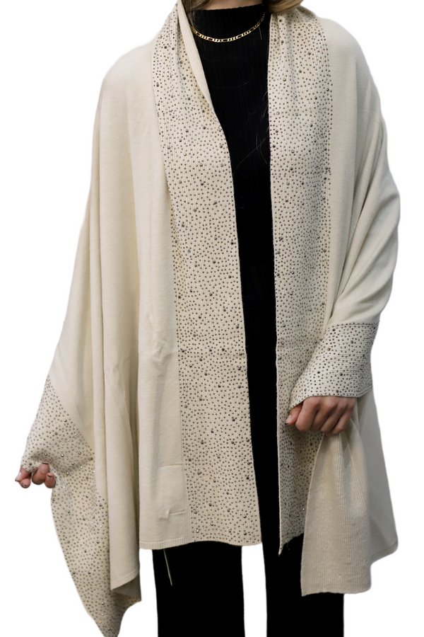 La Fiorentina Scarf With Embellished Trim - Ivory