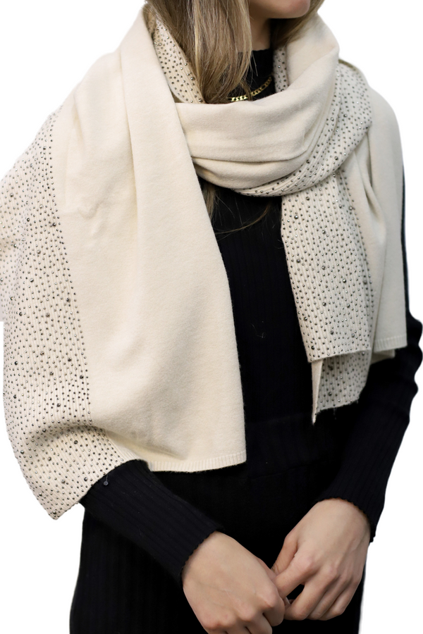 la fiorentina Scarf With Embellished Trim - Ivory