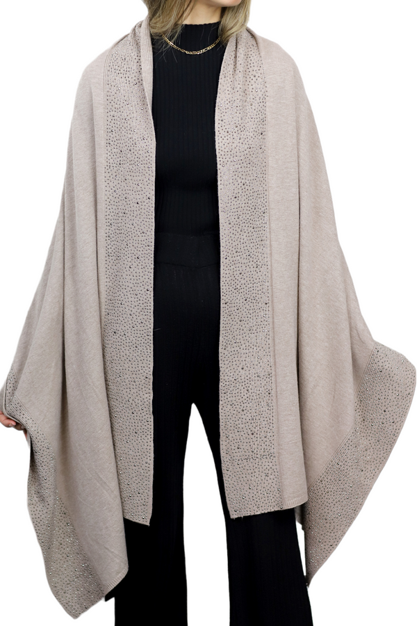 La Fiorentina Scarf With Embellished Trim - Oatmeal