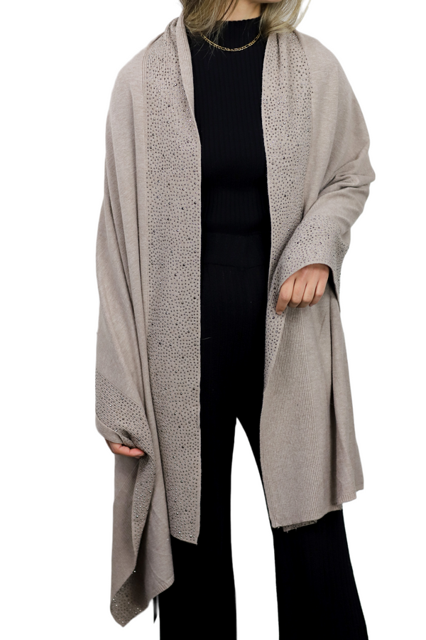 La Fiorentina Scarf With Embellished Trim - Oatmeal