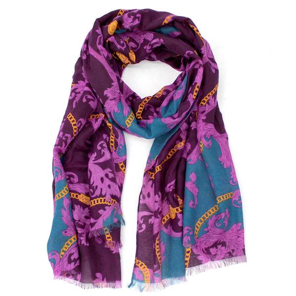 la fiorentina Scroll Scarf-Purple/Teal