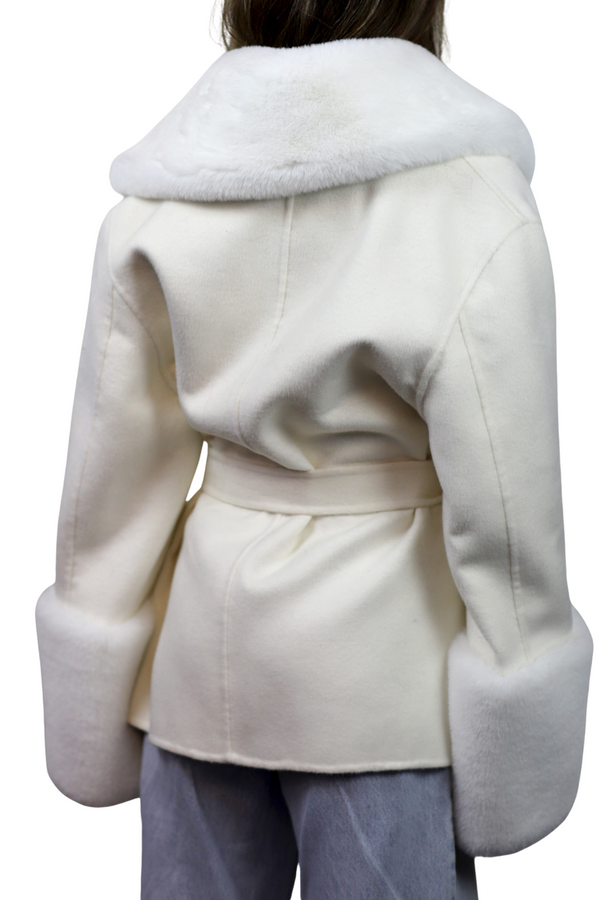 La Fiorentina Short Wool Blend Coat - White