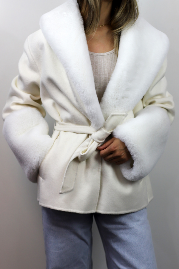 la fiorentina Short Wool Blend Coat - White