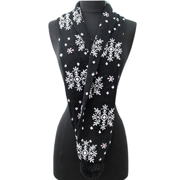 La Fiorentina Snowflake Print Scarf - Black