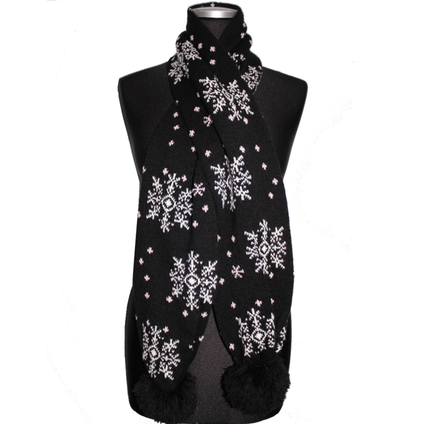 La Fiorentina Snowflake Print Scarf - Black