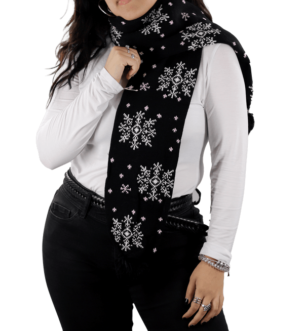 la fiorentina Snowflake Print Scarf - Black