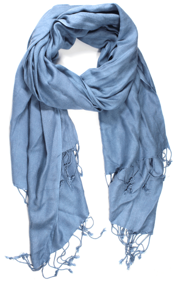 La Fiorentina Solid Fringe Pashmina-Light Blue