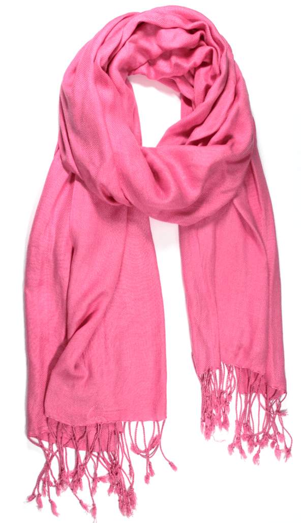 La Fiorentina Solid Fringe Pashmina-Pink