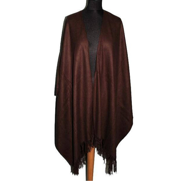 la fiorentina Solid Fringe Ruana-Brown