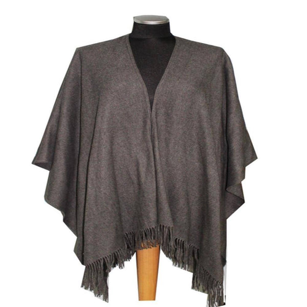 la fiorentina Solid Fringe Ruana-Grey