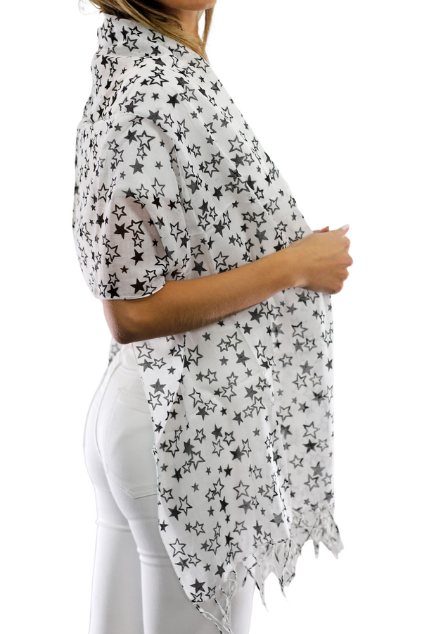 La Fiorentina Star Print Scarf - Black