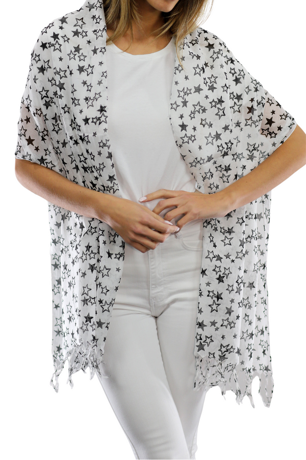 La Fiorentina Star Print Scarf - Black