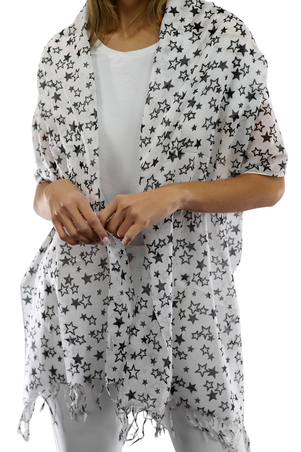 la fiorentina Star Print Scarf - Black