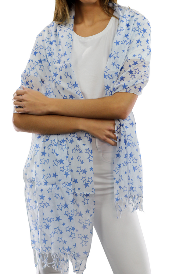 La Fiorentina Star Print Scarf - Navy