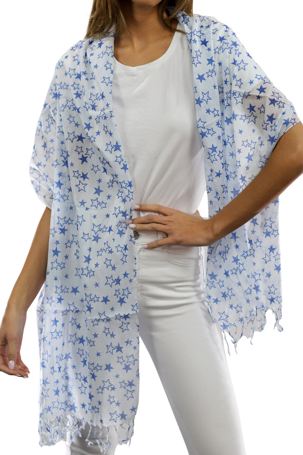 la fiorentina Star Print Scarf - Navy