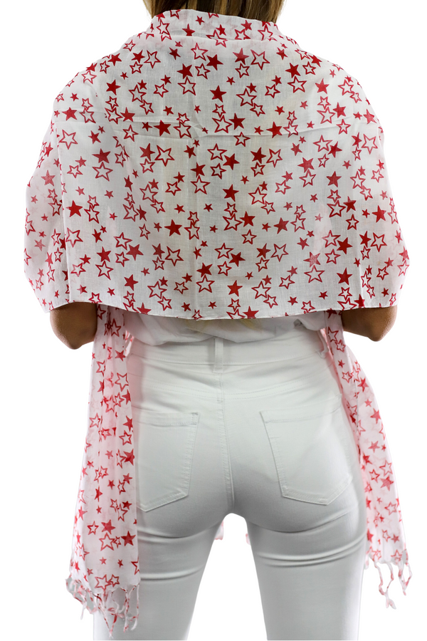 La Fiorentina Star Print Scarf - Red