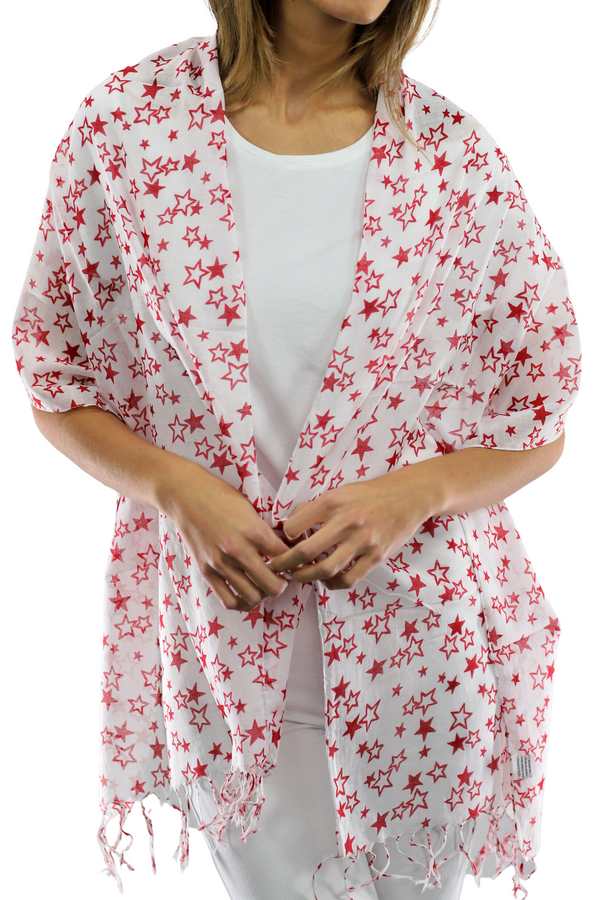 la fiorentina Star Print Scarf - Red