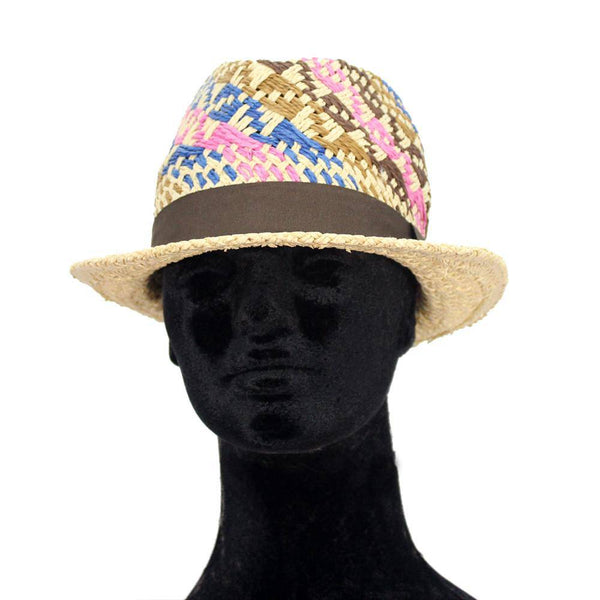 La Fiorentina Straw Hat-Brown/Blue/Pink/Camel