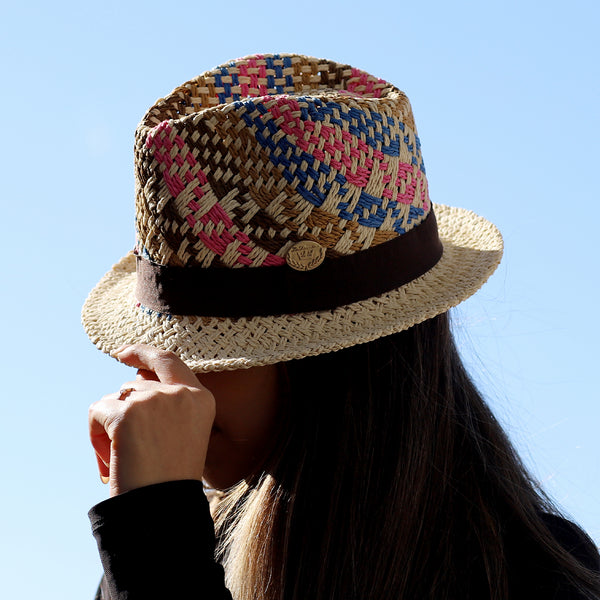 La Fiorentina Straw Hat-Brown/Blue/Pink/Camel