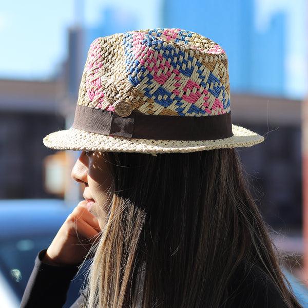 La Fiorentina Straw Hat-Brown/Blue/Pink/Camel