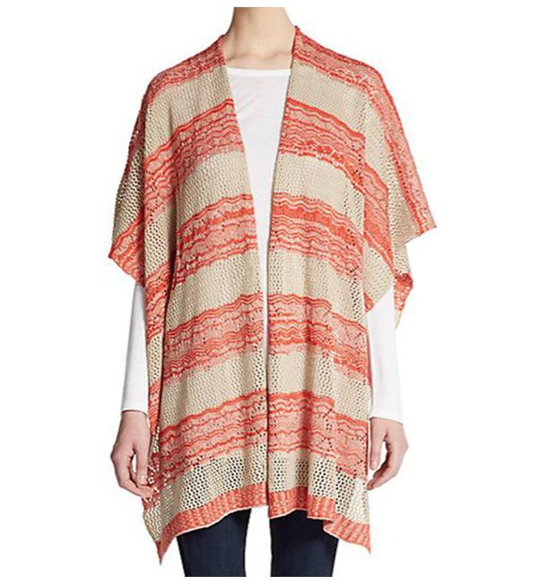 la fiorentina Stripe Patterned Ruana-Orange