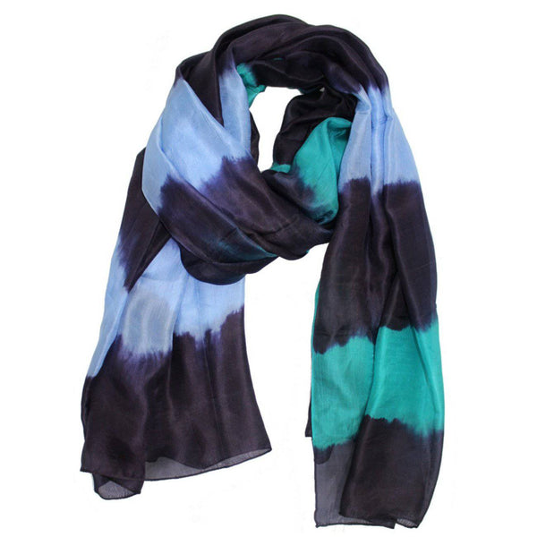 la fiorentina Striped Silk Scarf- Navy