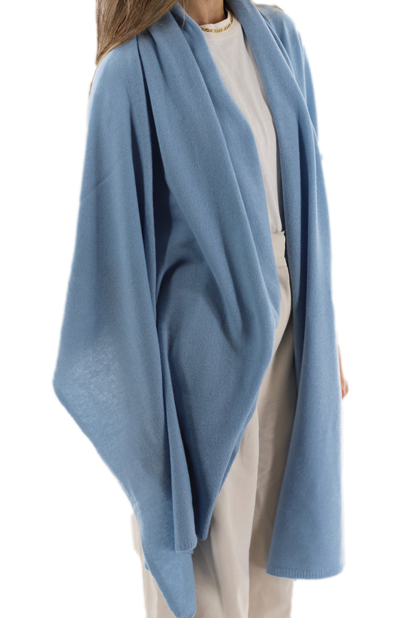 La Fiorentina La Fiorentina SUPER SOFT Cashmere Blend Knit Shawl - Light Blue