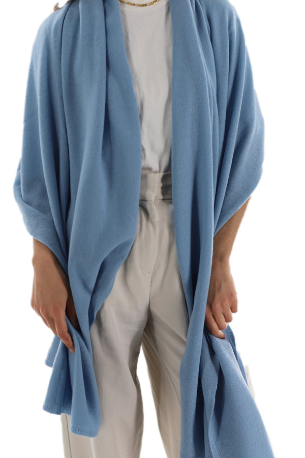 La Fiorentina La Fiorentina SUPER SOFT Cashmere Blend Knit Shawl - Light Blue