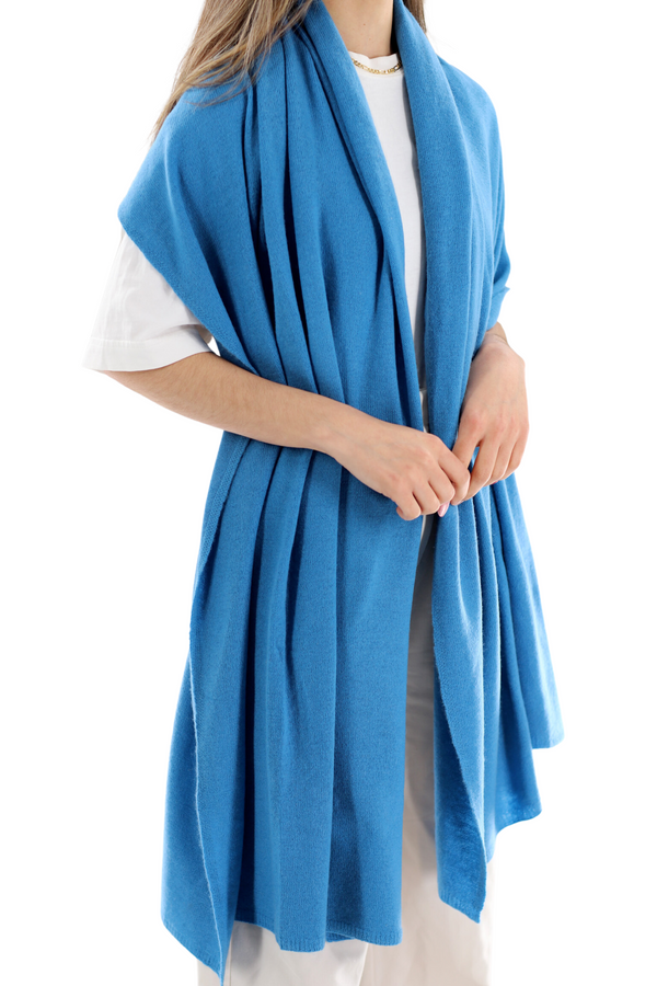 La Fiorentina La Fiorentina SUPER SOFT Cashmere Blend Knit Shawl - Blue