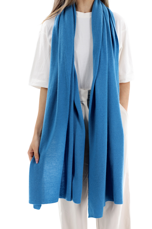 La Fiorentina La Fiorentina SUPER SOFT Cashmere Blend Knit Shawl - Blue