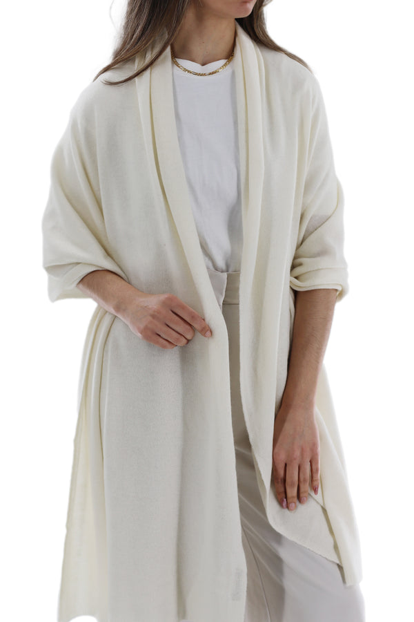 La Fiorentina La Fiorentina SUPER SOFT Cashmere Blend Knit Shawl - Ivory