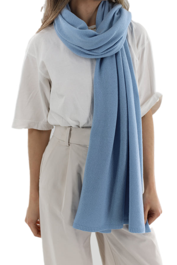 la fiorentina La Fiorentina SUPER SOFT Cashmere Blend Knit Shawl - Light Blue