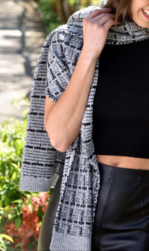 La Fiorentina Super Soft Plaid/Lurex Scarf - Grey