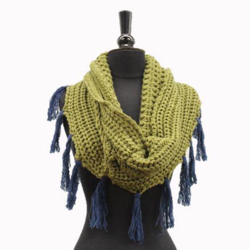 la fiorentina Tassel Infinity Scarf - Green/Blue