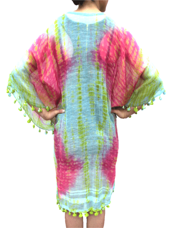 La Fiorentina Tie Dye Beach Cover Up - Green/Pink