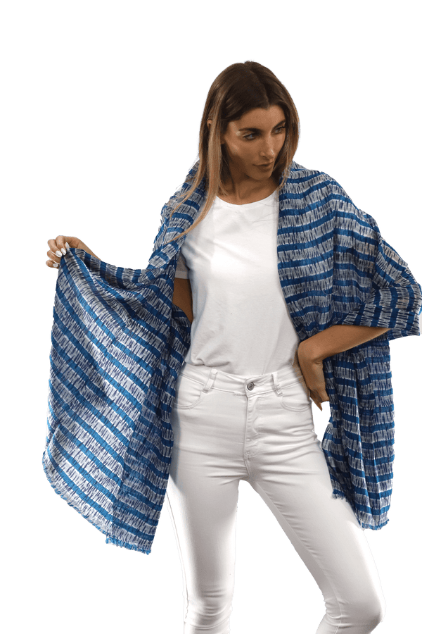 La Fiorentina Tie Dye Light Print Scarf- Blue