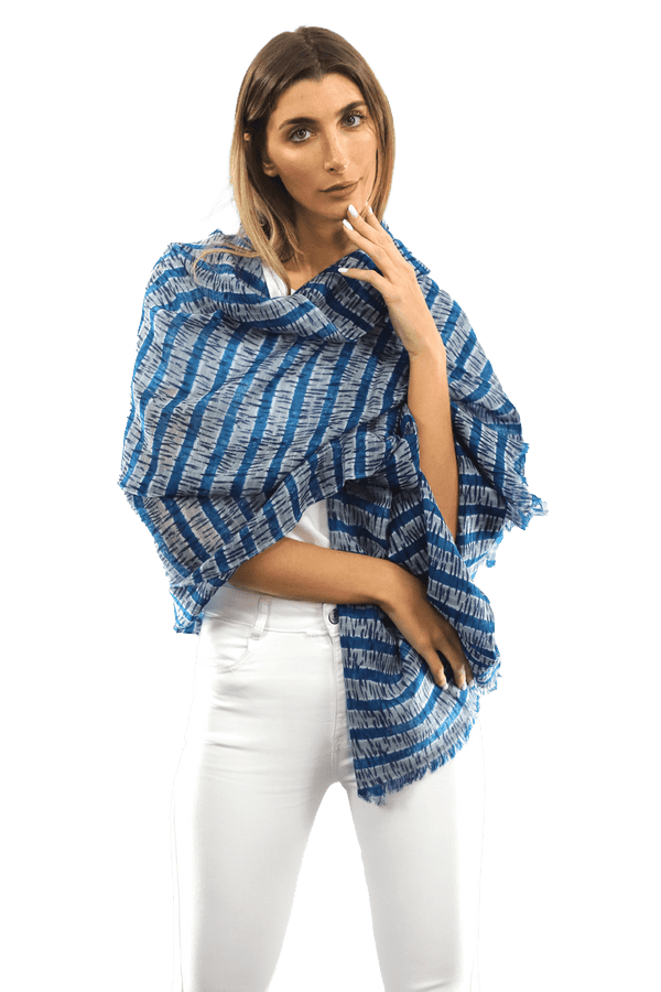 La Fiorentina Tie Dye Light Print Scarf- Blue