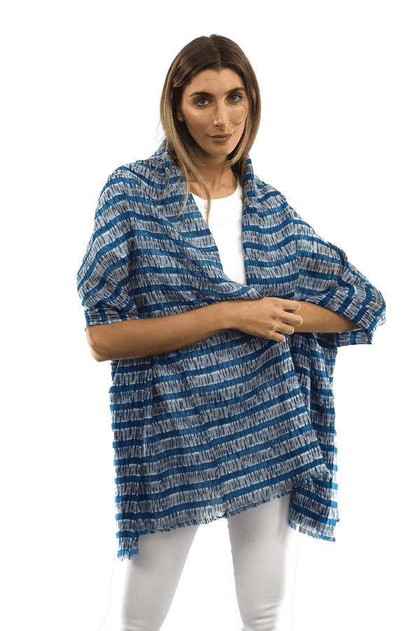 La Fiorentina Tie Dye Light Print Scarf- Blue