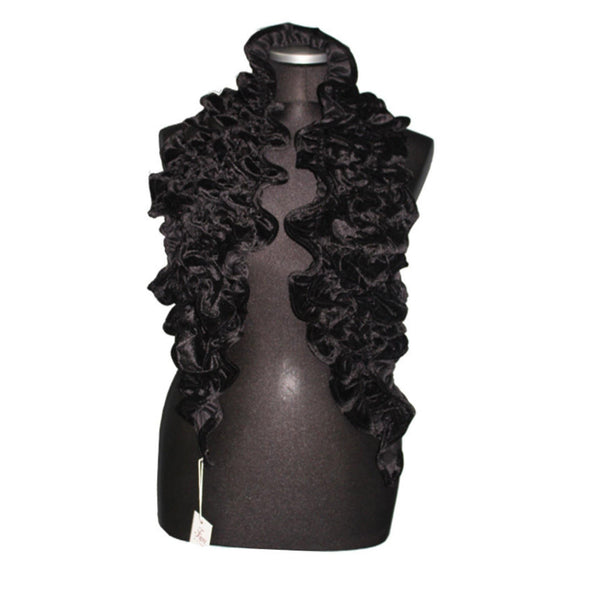 La Fiorentina Velvet Woven Scarf-Black