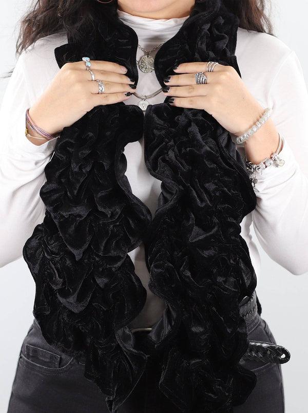 la fiorentina Velvet Woven Scarf-Black